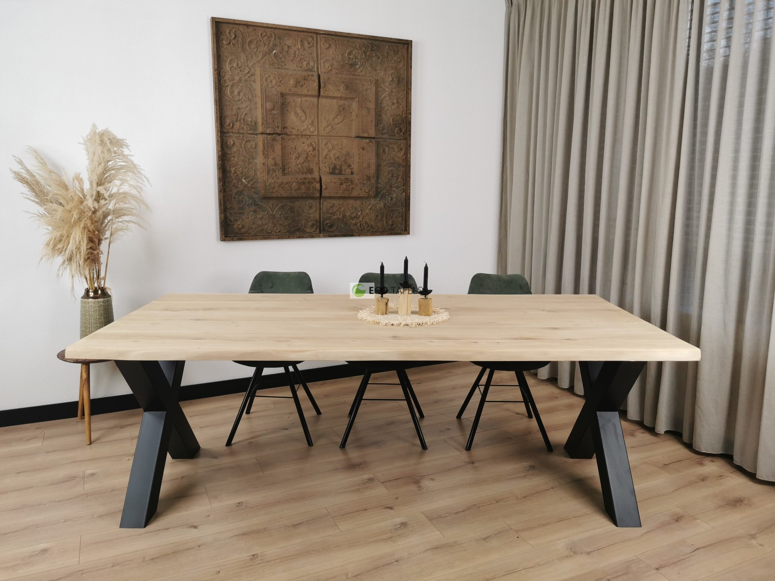 stap in Mannelijkheid Appartement Eiken tafel X-Onderstel - Eco tafels