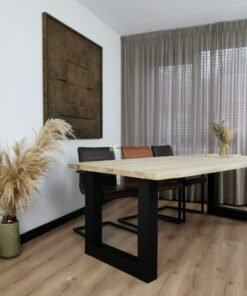 Alternative view of Eikenhout boomstam tafel U-Poten