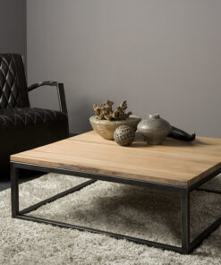 Eiken salontafel Stalen onderstel