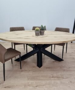 Eiken Ovale tafel Diamant-Matrix Poot