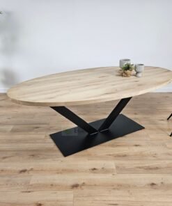 Eiken Ovale tafel met V-Poot