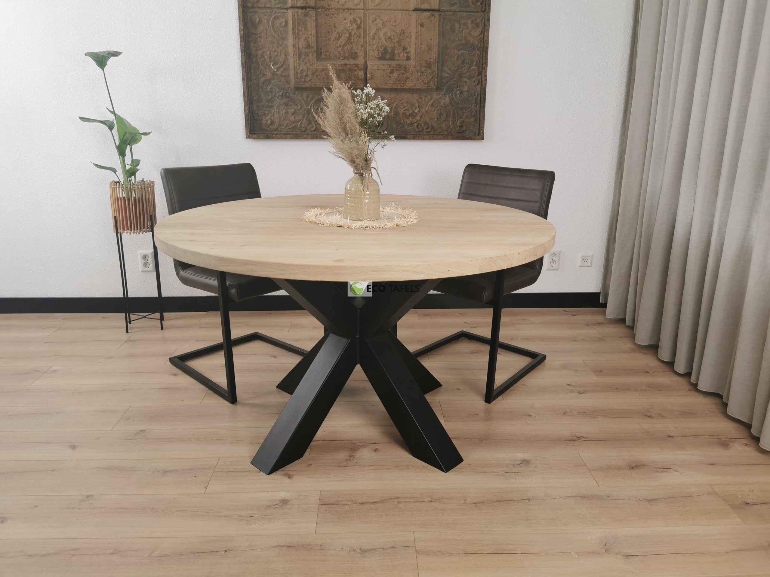 Verplicht Thuisland Huiswerk maken Eiken ronde tafel Matrix-Onderstel - Eco tafels