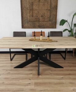 Alternative view of Eikenhout boomstam tafel met Smalle-Matrix Onderstel