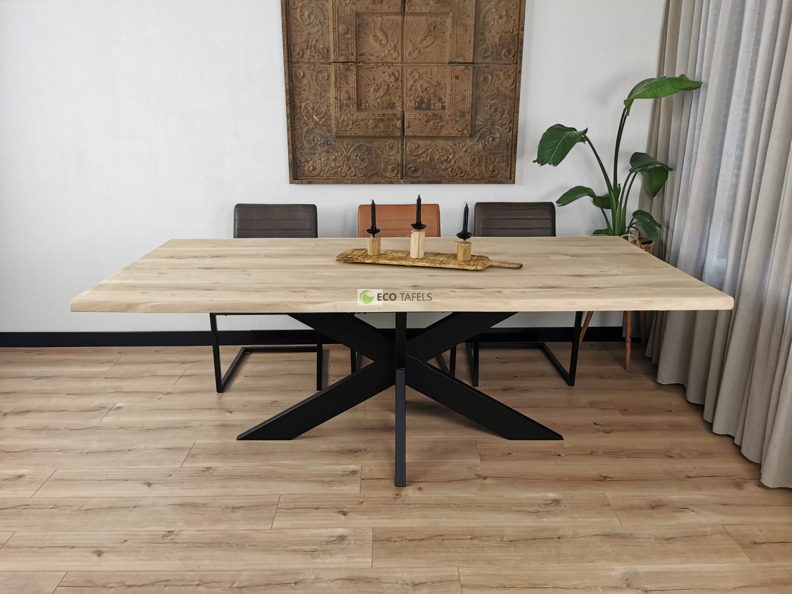 wijsheid ik ontbijt klink Eiken tafel Smalle-Matrix Onderstel - Eco tafels