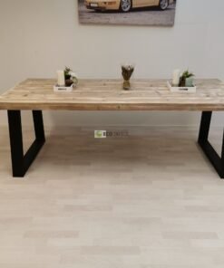 Alternative view of Industriële steigerhout tafel Trapezium-Onderstel