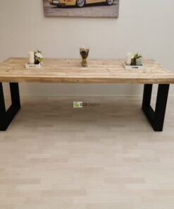 Alternative view of Industriële steigerhout tafel U-Onderstel