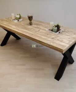 Industriële steigerhout tafel X-Onderstel