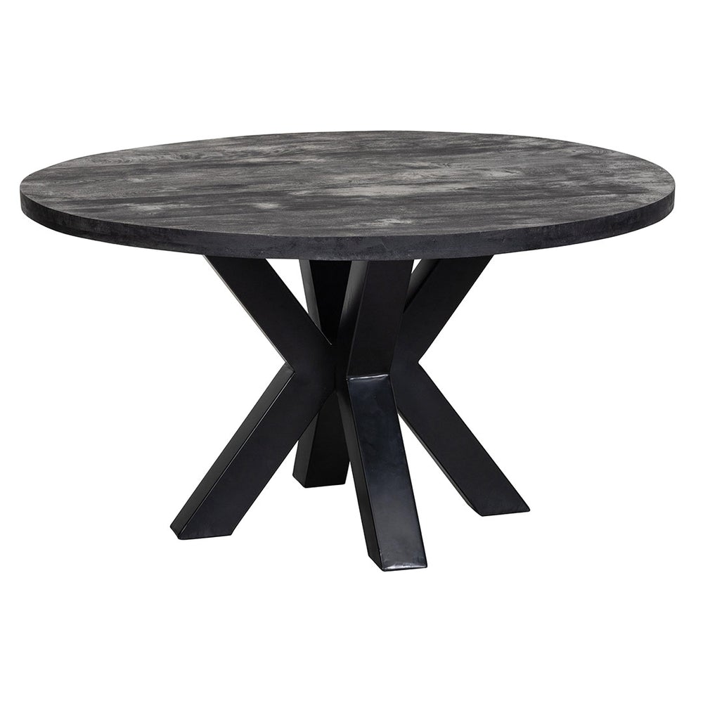 Mangohout ronde tafel zwart met Matrix Onderstel - Eco