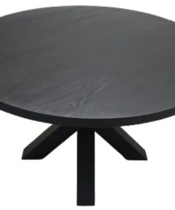 Ronde eiken tafel 130cm zwart met matrixpoot