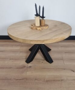 Eiken ronde salontafel Matrix onderstel