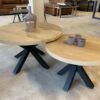 Eiken ronde salontafel set matrix onderstel