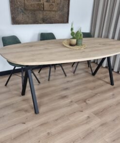 Eikenhout Deens ovale tafel Scissor poten