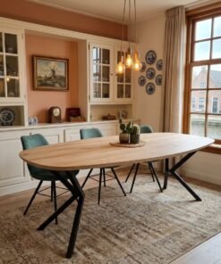 Eikenhout Deens ovale tafel Kik-Onderstel