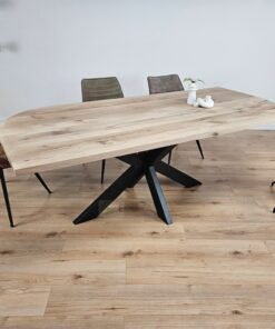 Eiken recht/rond tafel Smalle matrixpoot