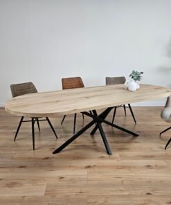 Eiken plat ovale tafel met Twist Poot K4