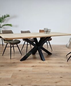 Alternative view of Eiken tafel met afgeronde hoeken met Matrixpoot