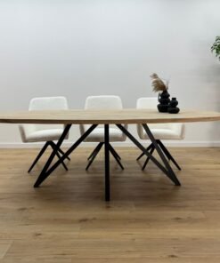 Alternative view of Eikenhout Deens ovale tafel Flower onderstel