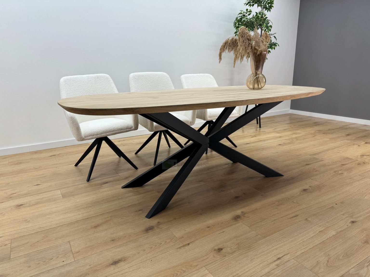 Eikenhout Deens ovale tafel Spider Poot - Eco tafels
