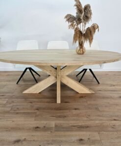 Eiken ovale tafel met Eiken matrix onderstel