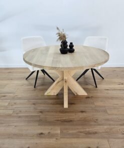 Alternative view of Eiken ronde tafel met eiken Matrixpoot