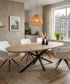Eikenhout Deens ovale tafel met Matrixpoot k5