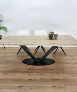 Eikenhout boomstam tafel V-ovaal onderstel