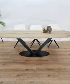 Eiken plat ovale tafel met V-Poot ovaal