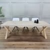 Eikenhout boomstam tafel met Eiken X poten
