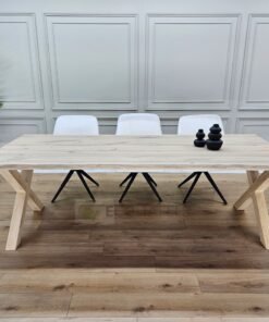 Eikenhout boomstam tafel met Eiken X poten