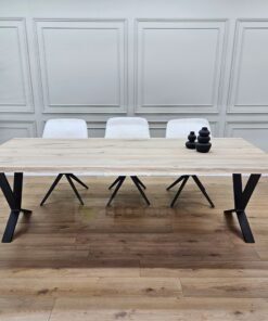 Eikenhout boomstam tafel met Lage x poten