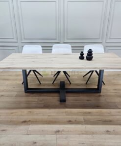 Eikenhout boomstam tafel met Plus Frame