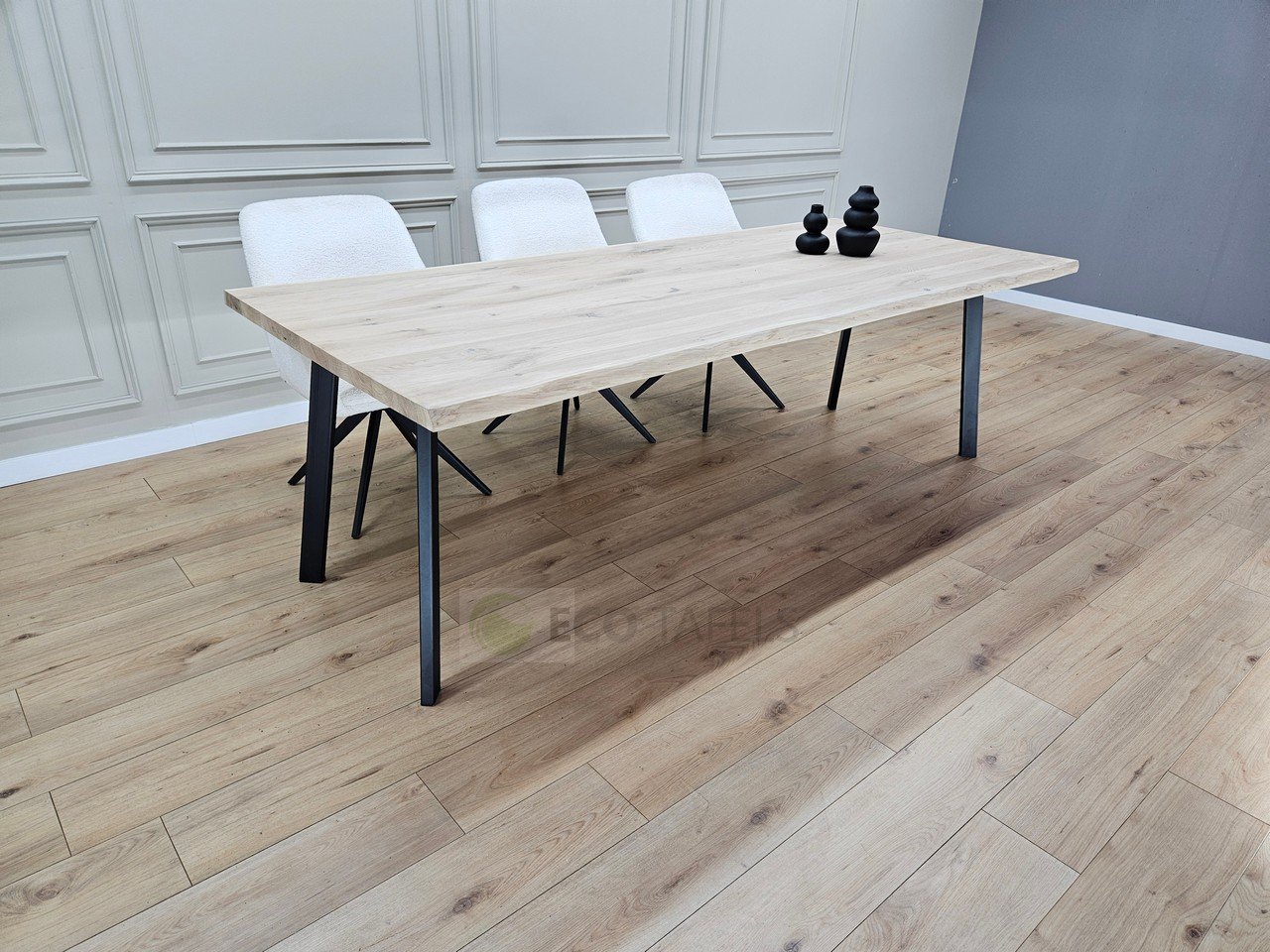 Eikenhout boomstam tafel met schuine poten - Afbeelding 2