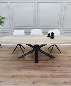 Eiken Deens ovale tafel met Matrixpoot ronde buis