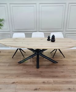 Eikenhout Organische tafel met Matrix ronde buis
