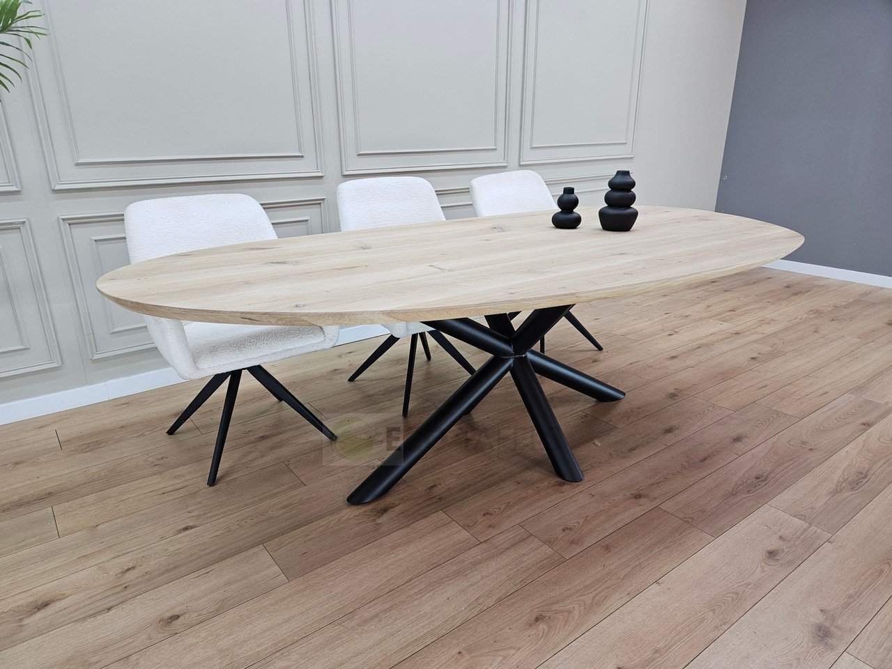 Eikenhout Organische tafel met Matrix ronde buis - Afbeelding 2