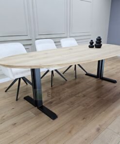 Alternative view of Eikenhout Organisch/e tafel met Dubbele L poten