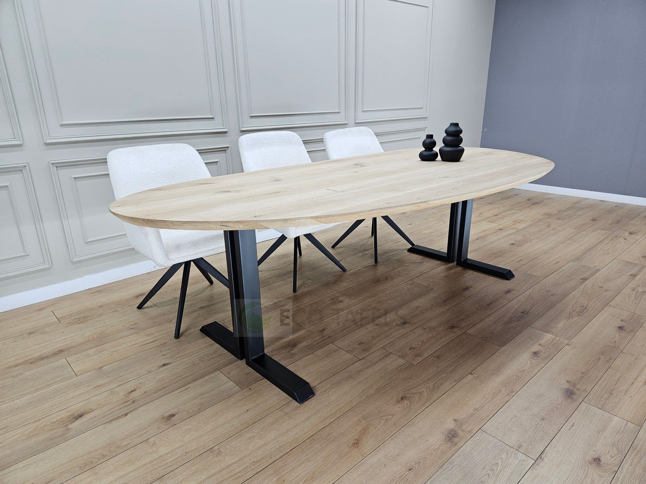 Eikenhout Organisch/e tafel met Dubbele L poten - Afbeelding 2