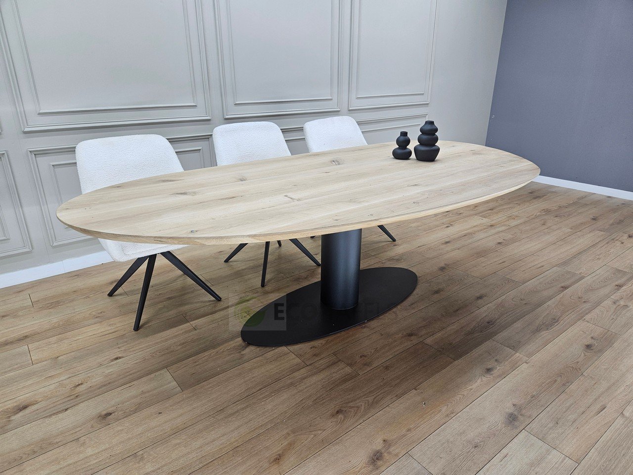 Eikenhout Organische tafel met O-Ovaal onderstel - Afbeelding 2