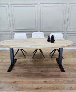 Eikenhout Ovale tafel met Dubbele L poten