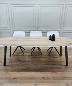 Eiken plat ovale tafel met Schuine poten