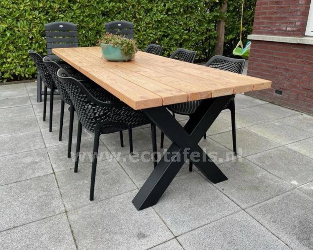 Douglashout tuintafel met X poten - Afbeelding 4