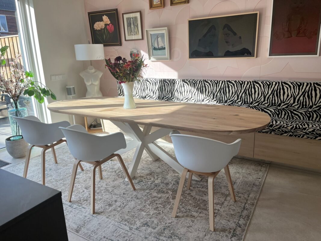Eiken plat ovale tafel